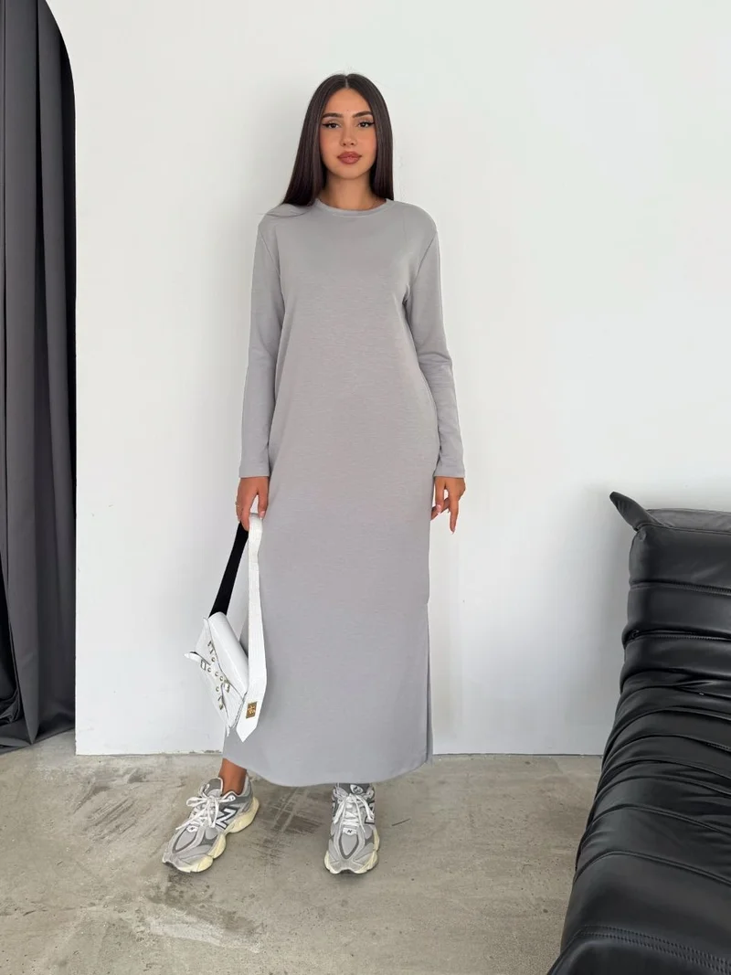 ديد كولكشن Women's Modal Fabric Long Sleeve Crew Neck Long Dress