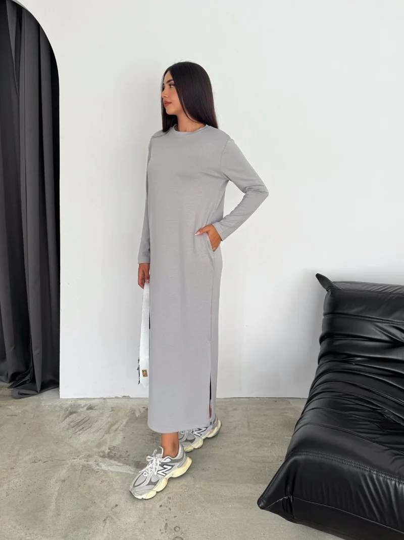 ديد كولكشن Women's Modal Fabric Long Sleeve Crew Neck Long Dress
