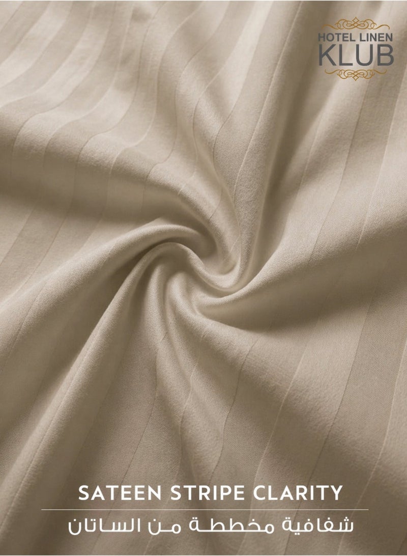 Hotel Linen Klub King Comforter Set - 7 Pieces, Luxurious 100% Cotton with 250 Thread Count Sateen, Stylish Classic Stripe Pattern, Soft Microfiber Filling, Size: 240 x 260 cm, Stone - Image 5