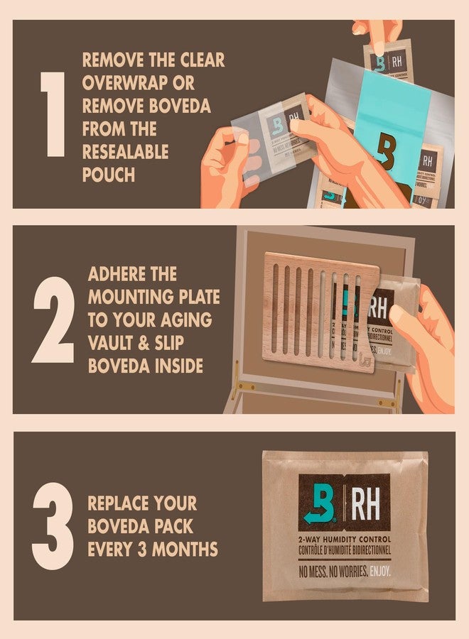 Boveda Cedar Wood Humidity Pack Holder - For Use With Two Size 60 Boveda Side-by-Side (Sold Separately) - Includes Magnetic and Removable Tape Mounting Kits – 1 Count - Image 2