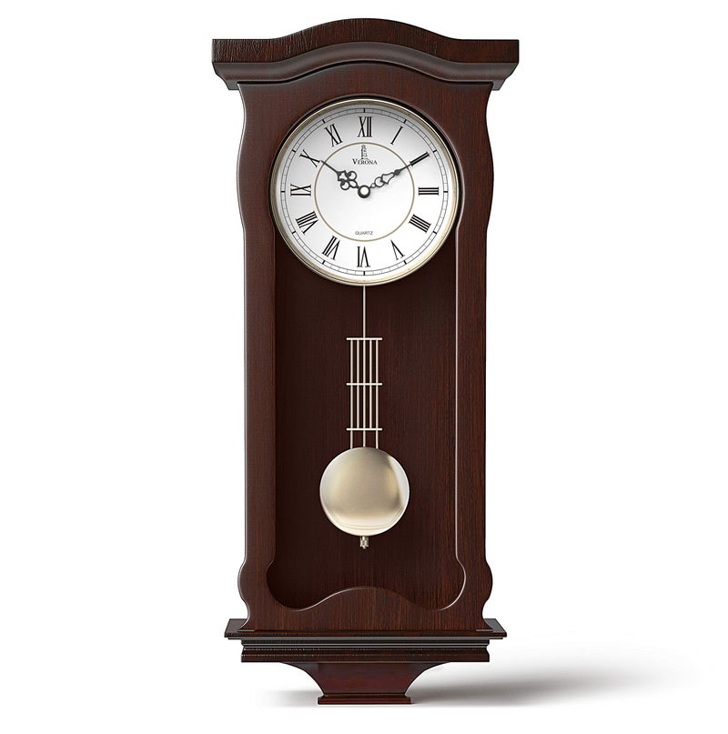 Lovely Home Essentials Pendulum Wall Clock Battery Operated  Wooden Hanging Grandfather Wall Clock with Pendulum  Quiet  NonChiming Real Wood  Decorative for Living Room Decor Office  Home Dcor Gift 235x975