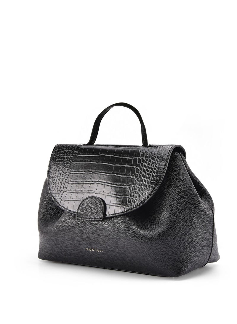 KANELLI Kanelli leather hand bag for women , Black - Image 2