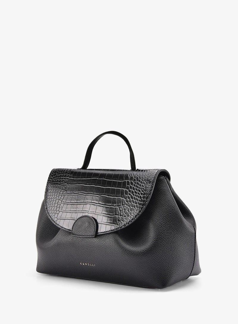Kanelli leather hand bag for women , Black - Image 2