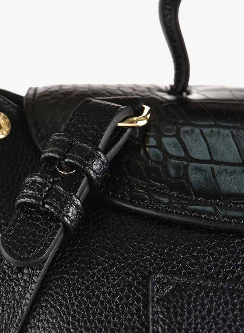 Kanelli leather hand bag for women , Black - Image 4