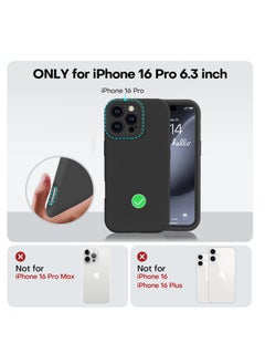 Aookay Compatible with iPhone 16 Pro Case, Liquid Silicone Upgrade [Camera Protection] [Soft Anti-Scratch Microfiber Lining] Shockproof Phone Case for iPhone 16 Pro (Black)  - Image 2