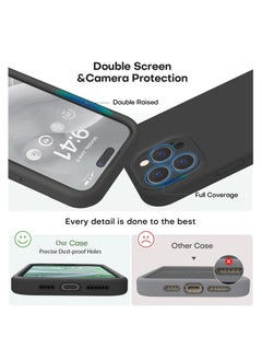 Aookay Compatible with iPhone 16 Pro Case, Liquid Silicone Upgrade [Camera Protection] [Soft Anti-Scratch Microfiber Lining] Shockproof Phone Case for iPhone 16 Pro (Black)  - Image 4