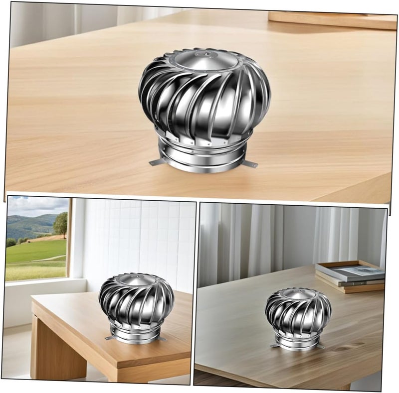 VILLCASE Non-Powered Hood Stainless Steel Roof Ventilation Chimney Flue Air Vent Rain Cap Rainproof Wind Cap Top - Image 3
