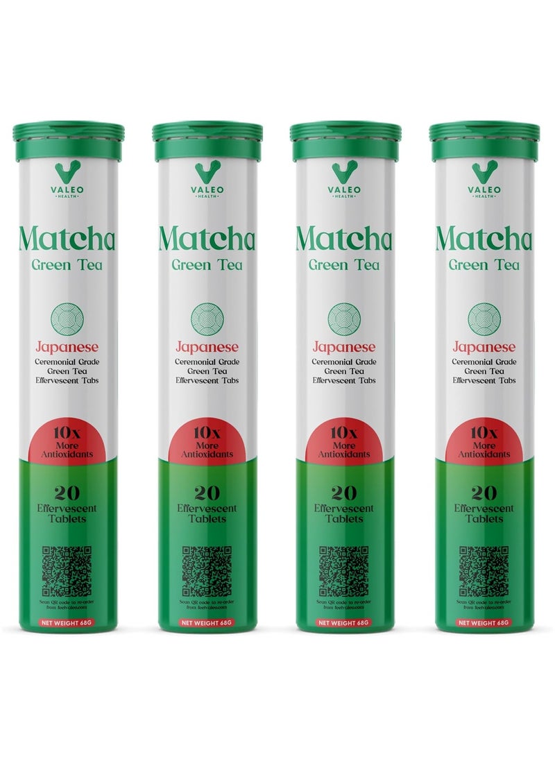 VALEO MATCHA GREEN TEA EFFERVESCENT TABS (20) |ORGANIC JAPANESE CEREMONIAL-GRADE MATCHA | INSTANT ENERGY BOOST, DETOX & GLOWING SKIN (80) - Image 1