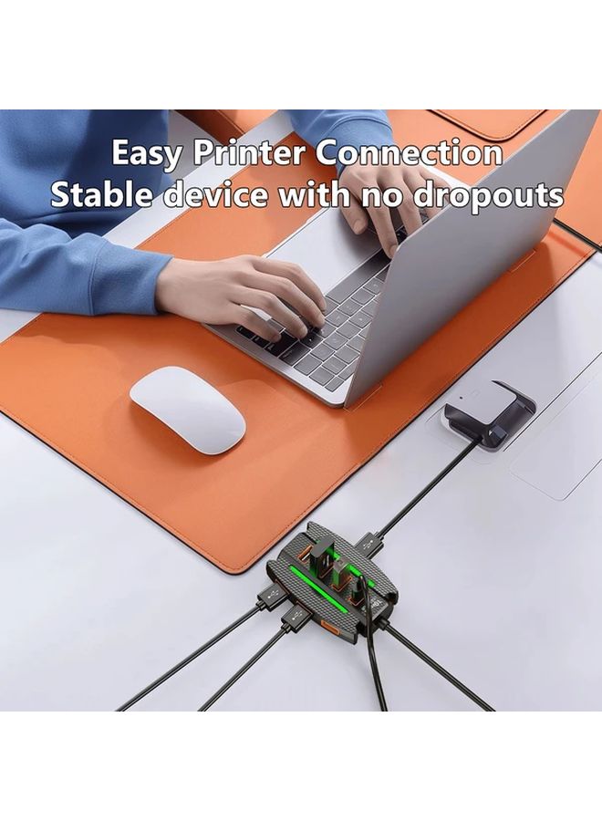 Black 10 Port USB 2 0 Hub With RGB Lights High Speed Data Transmission Splitter - Image 5