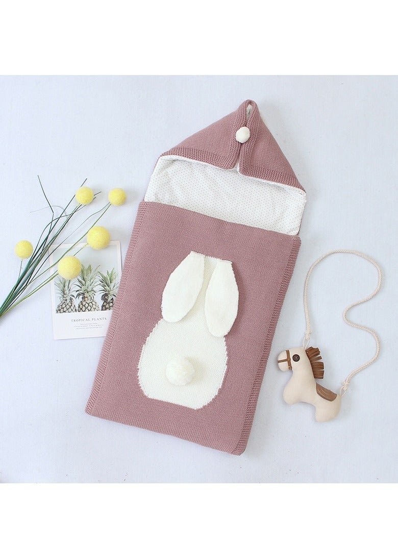 إسكدنيا بطانيات لف الرضع ناعمة سميكة من الصوف الملتف لفات الأطفال الرضع فازة جديدة ملحقات الأطفال حديثي الولادة وردي فاتح - Image 1