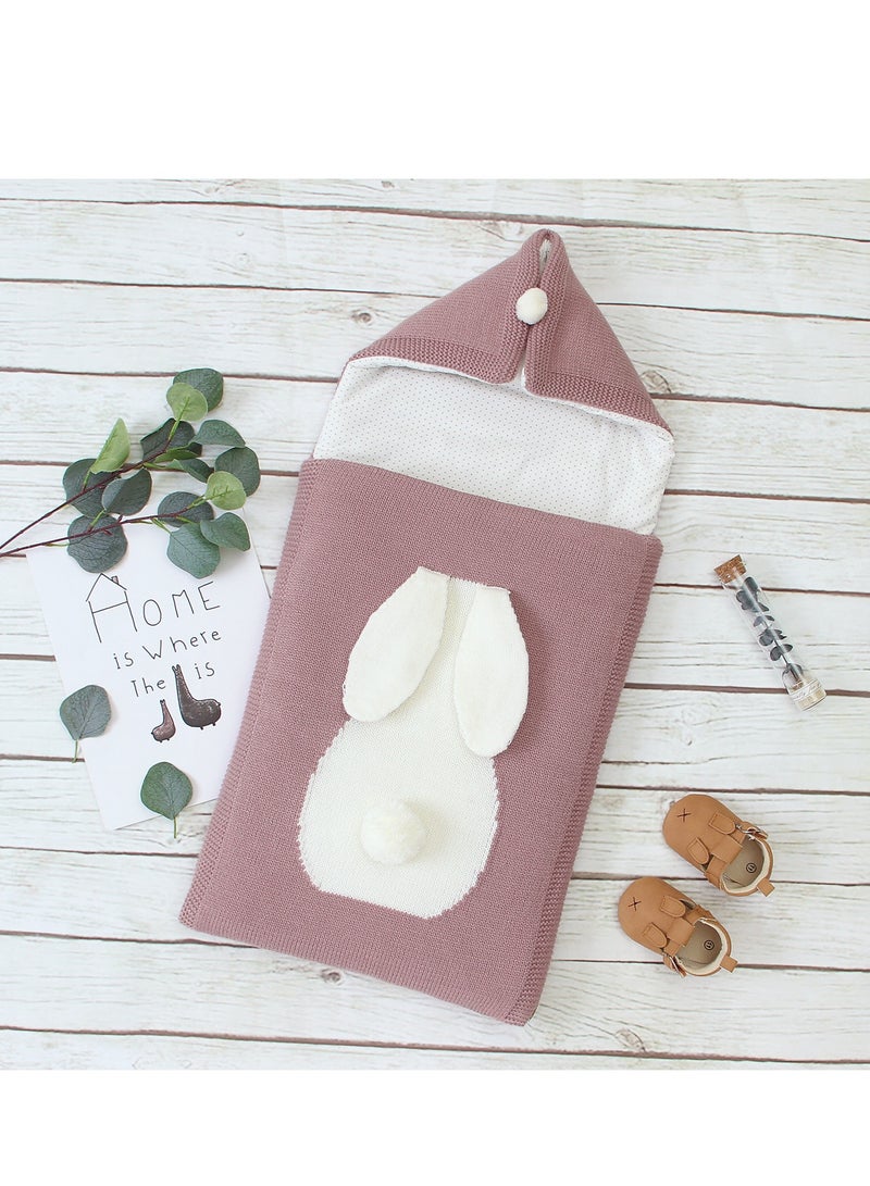 إسكدنيا بطانيات لف الرضع ناعمة سميكة من الصوف الملتف لفات الأطفال الرضع فازة جديدة ملحقات الأطفال حديثي الولادة وردي فاتح - Image 2