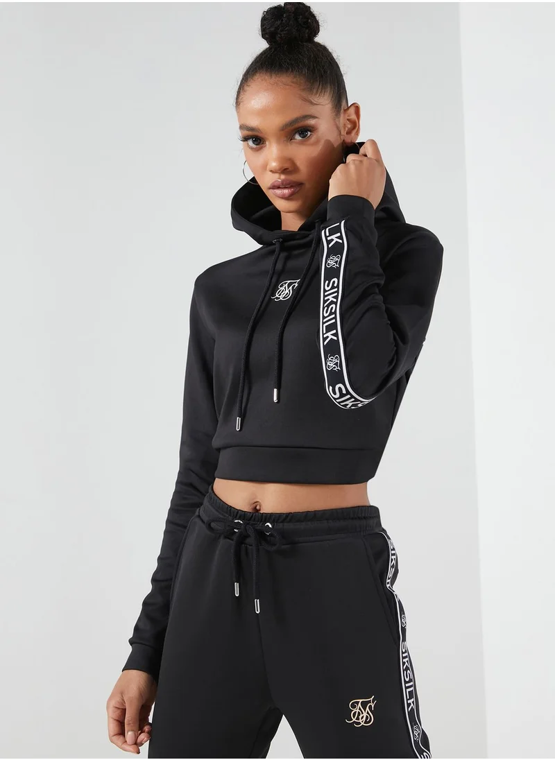 SikSilk Arc Tech Cropped Hooded Track Jacket