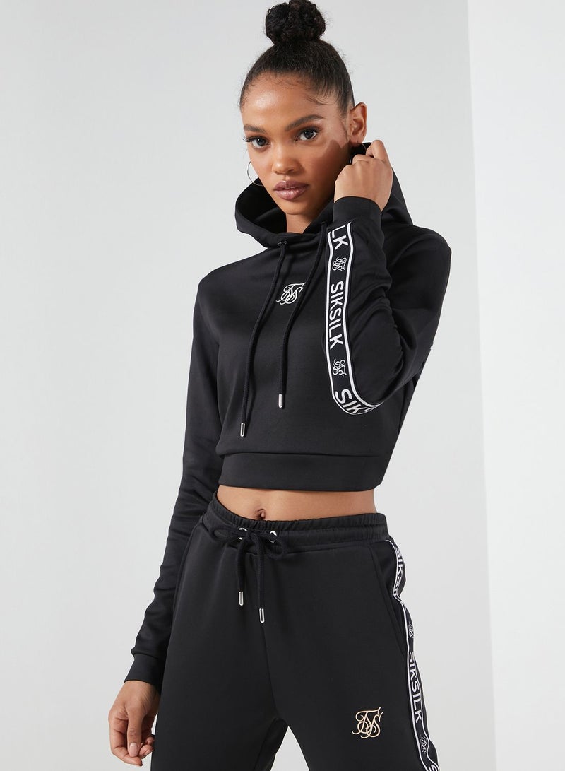 SikSilk Arc Tech Cropped Hooded Track Jacket - Image 1