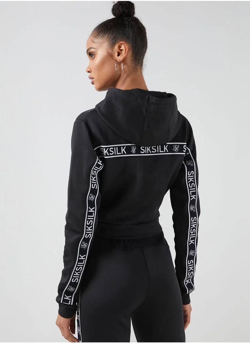 SikSilk Arc Tech Cropped Hooded Track Jacket