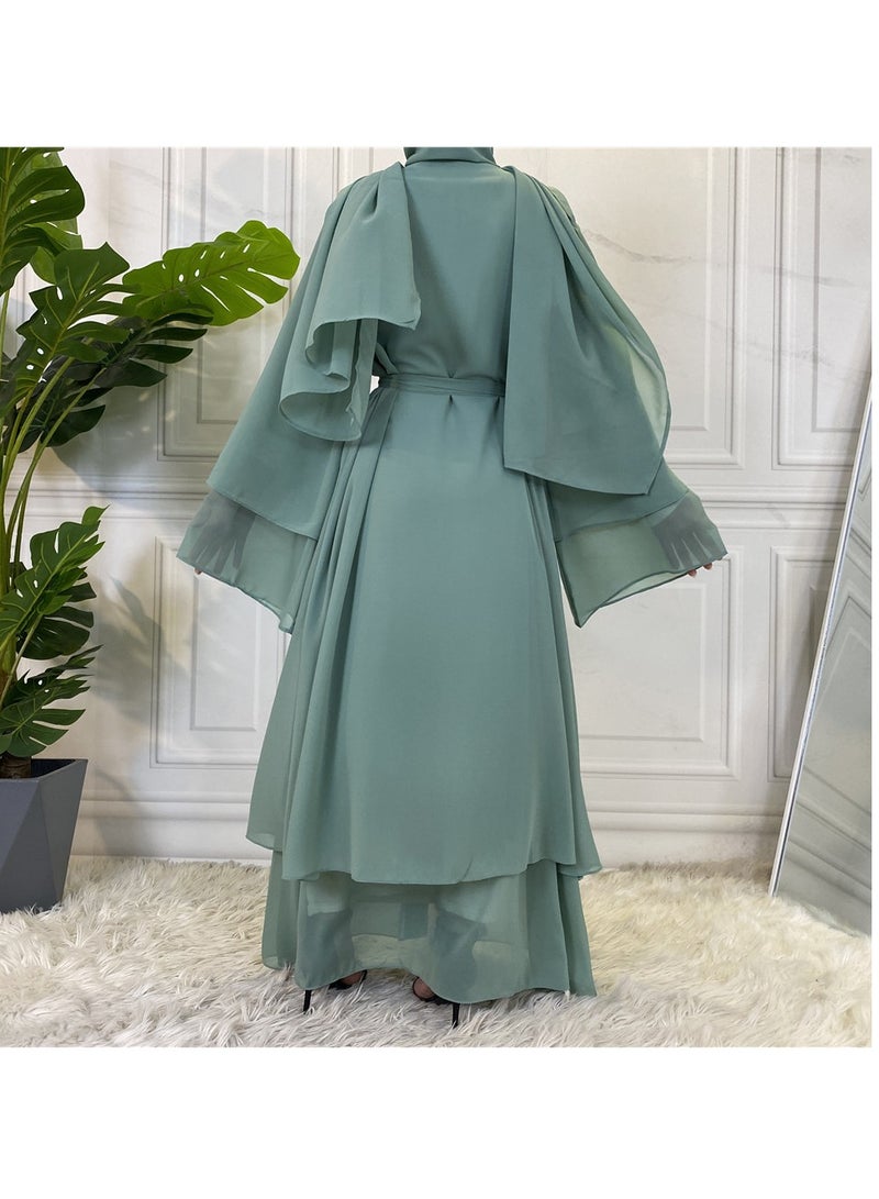 إسكدنيا Women Abaya, Comfortable Muslim Dress Solid Loose Fit Long Cardigan Hijab, Durable And Breathable Robe Open Front Kaftan Maxi Dress For Women Teens, (Size M, Army Green ) - Image 2
