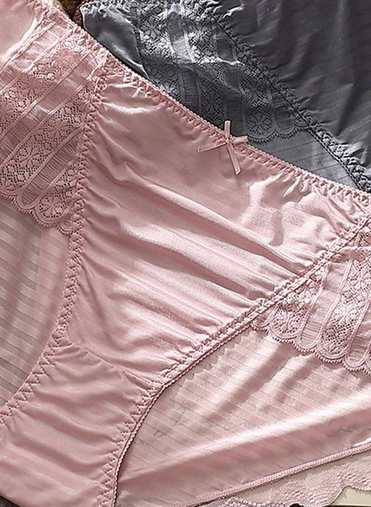 Women Summer Breathable Classic Stripe Brief French Style Comfy High-rise Full-coverage Women Underwear Soft Seamless Underpanties - Image 3
