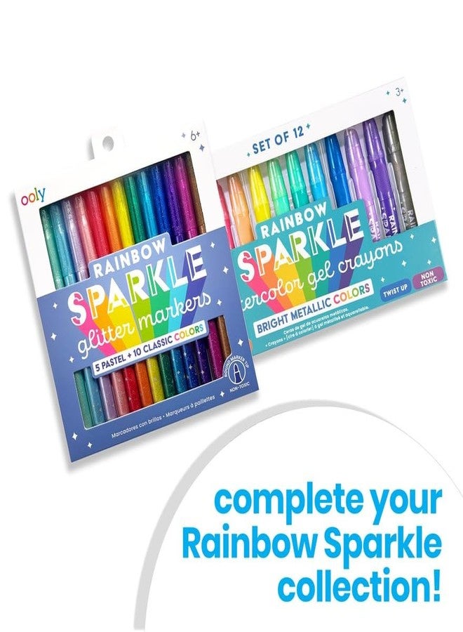 Ooly Rainbow Sparkle Metallic Watercolor Gel Crayons, Set of 12, Glitter Gel Markers for Kids and Toddlers, Colorful Twistable Crayons, Back to School Supplies - Metallic - Image 4