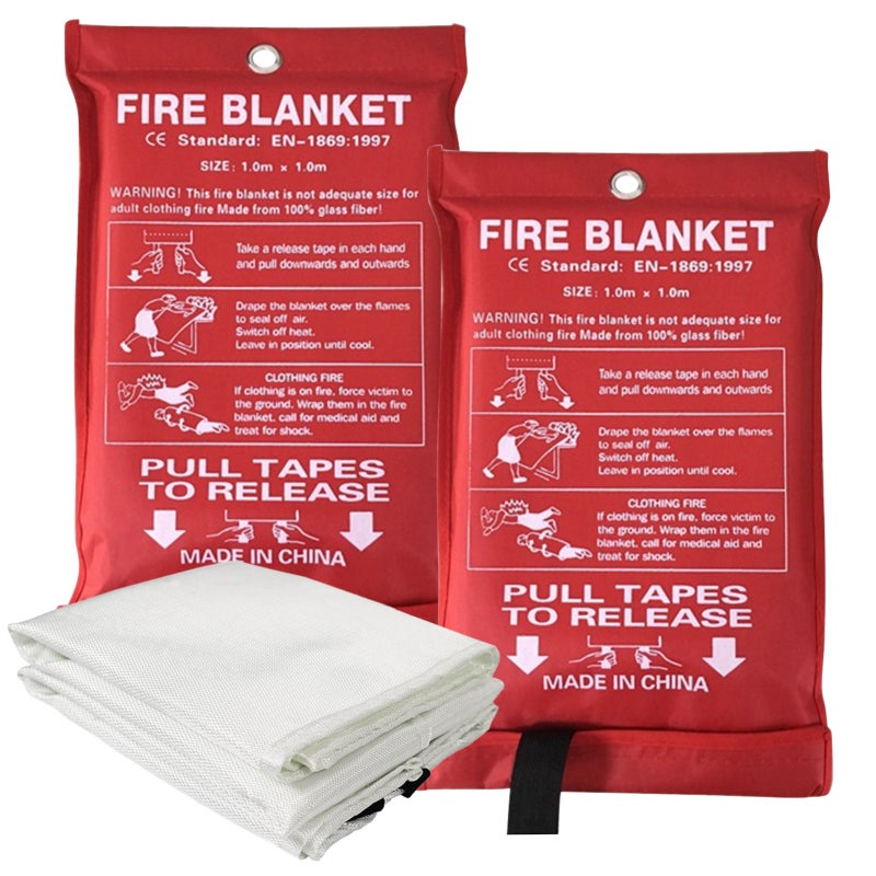 Fire Blanket 2 Pack Quick Deployable - Non-Expiring Fiberglass Emergency Fire Blanket for Home Kitchen Emergency Escape - Image 1