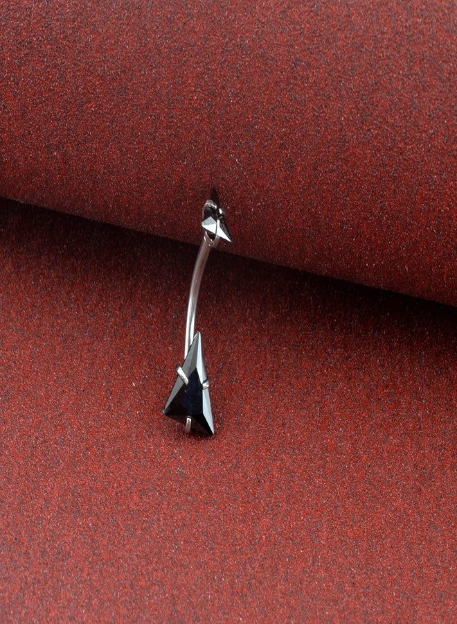Gadgetsden 316L Surgical Steel Double Triangle BlackCubic Zirconia Internally Threaded Belly Button Ring Body Jewelry Piercing Navel Ring Barbells - Image 3