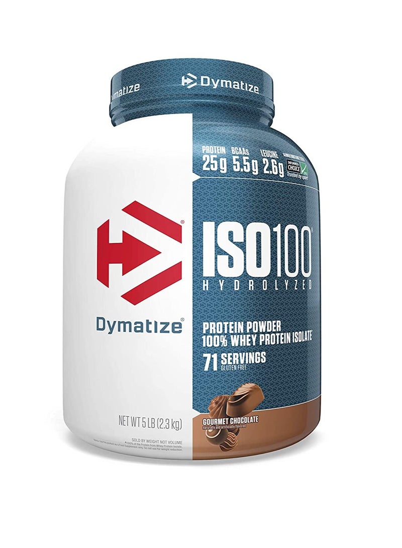 Dymatize ISO 100 Whey Protein Isolate Powder Gourmet Chocolate 5 lbs - Image 1