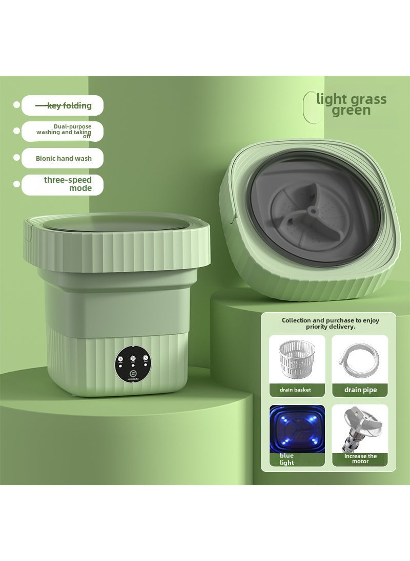 Arabest Compact Folding Washing Machine Mini for Baby Clothes Mint Green + Blue Light + drain + drain basket