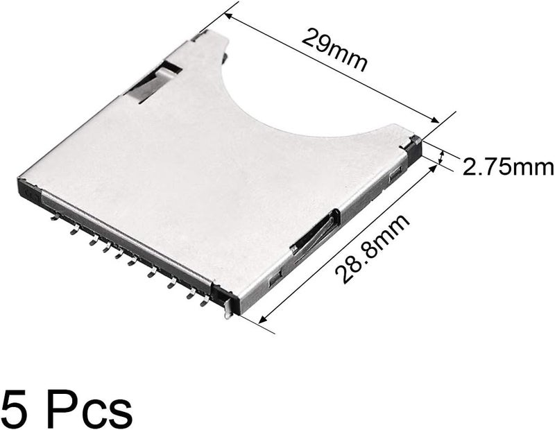 uxcell SD Memory Card Socket Holder Spring Loaded Push Type 10 Pin 5pcs - Image 2