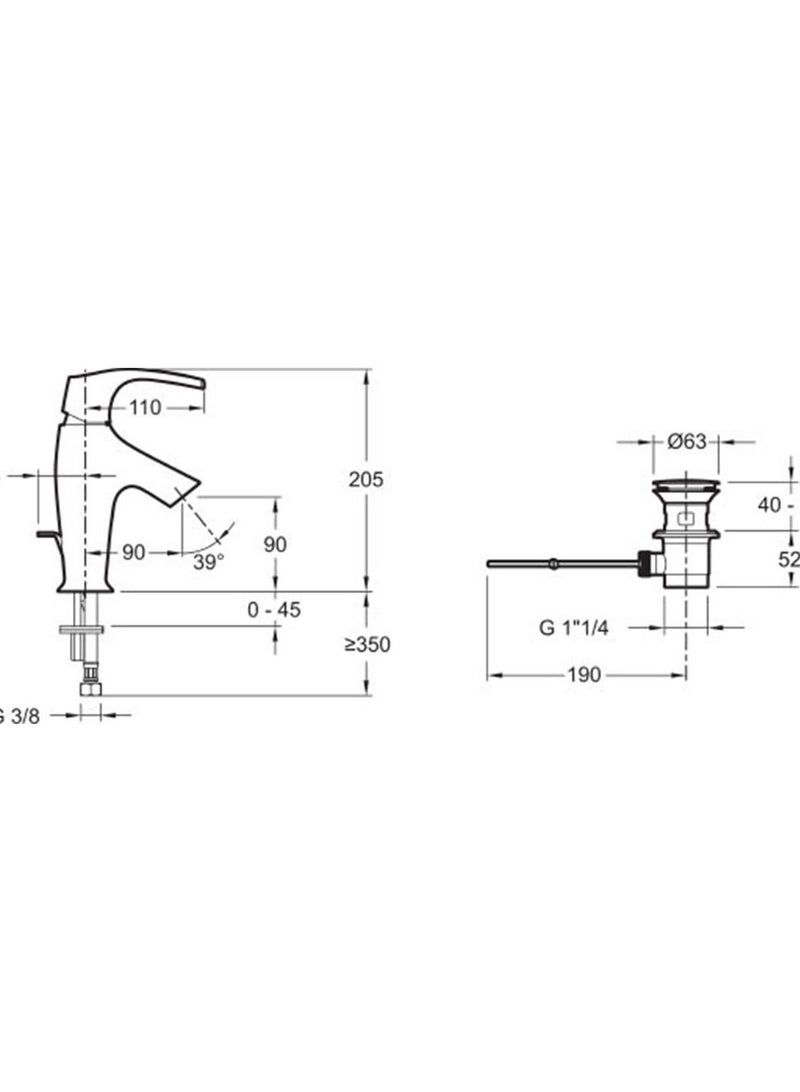 جاكوب ديلافون خلاط حوض يد واحدة بالفيداج سيمبول 72680 - Image 2