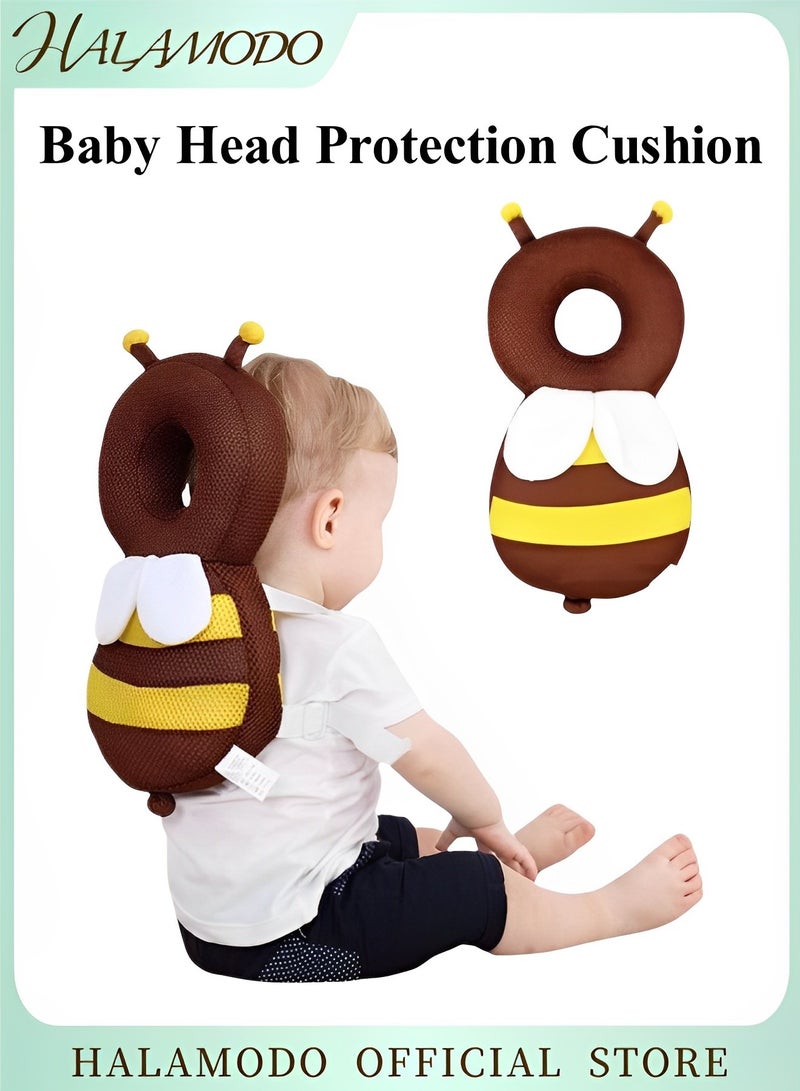 HALAMODO Baby Head Protection Cushion Backpack Wear Little Bee Style Toddler Protective Head Pillow with Adjustable Safety Belt for Walking & Crawling - Image 1
