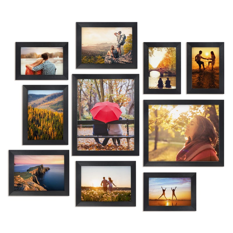 Giftgarden 10Pack Black Picture Frames for Multiple Sizes Photos Two 8x10 Four 5x7 Four 4x6 Multi Assorted Photo Frame for Collage Wall or Tabletop Display