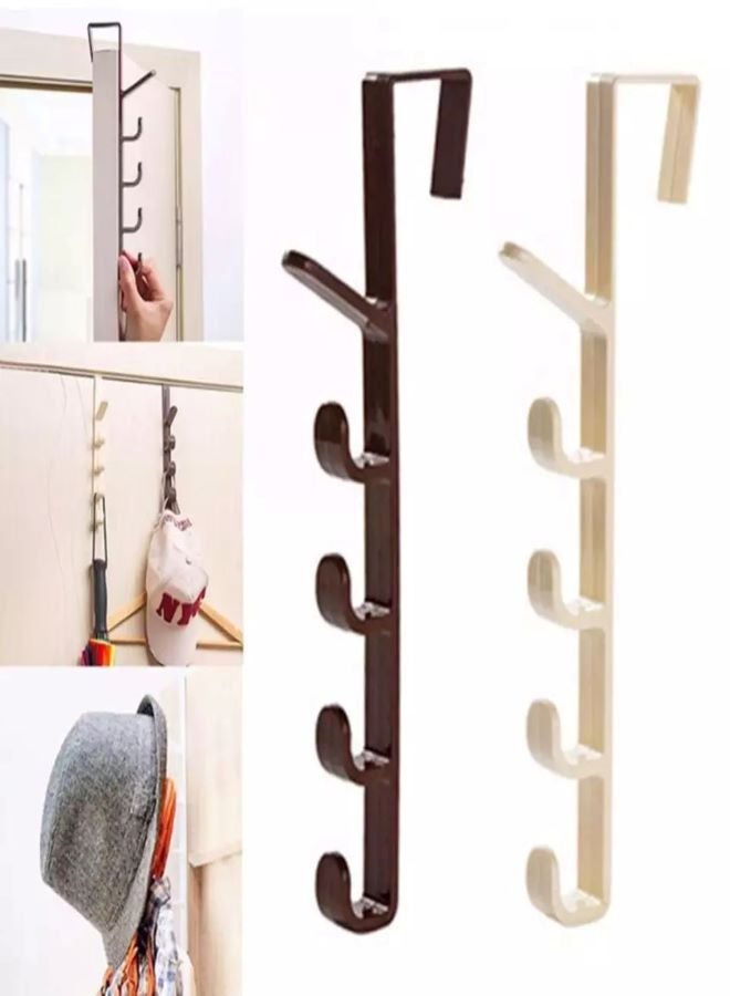 2Pcs Hook Hanger, with 5 Hooks Coat Rack for Keys Hat Bath Towel Clothes Kitchen Bedroom Living Room, Hat Clothes Handbag BagRack Organizer Hooks  - Image 1