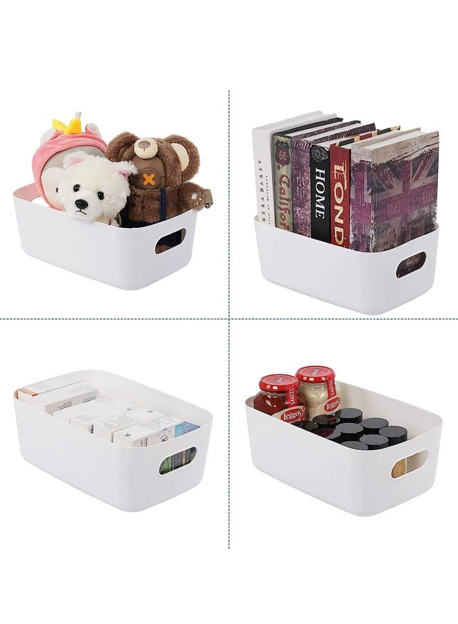 Hanayo Storage Baskets Set of 8 Plastic Storage Baskets Cabinet Organizer with Handle Storage Bins for Office Bathroom Bedroom Home & Kitchen(White) - Image 4