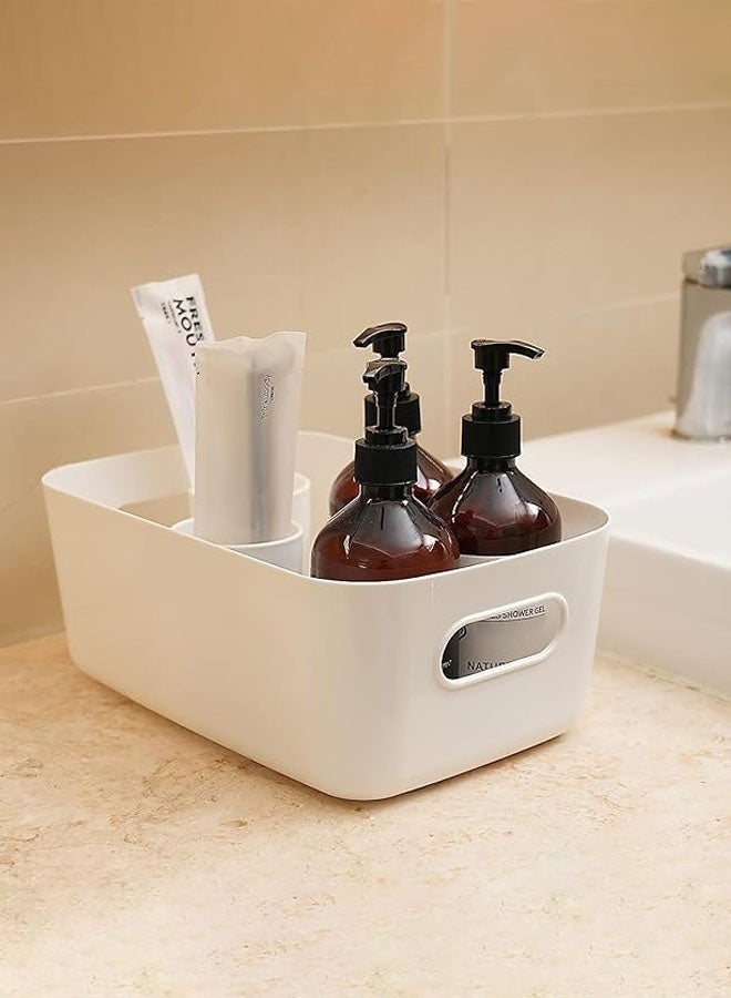 Hanayo Storage Baskets Set of 8 Plastic Storage Baskets Cabinet Organizer with Handle Storage Bins for Office Bathroom Bedroom Home & Kitchen(White) - Image 2