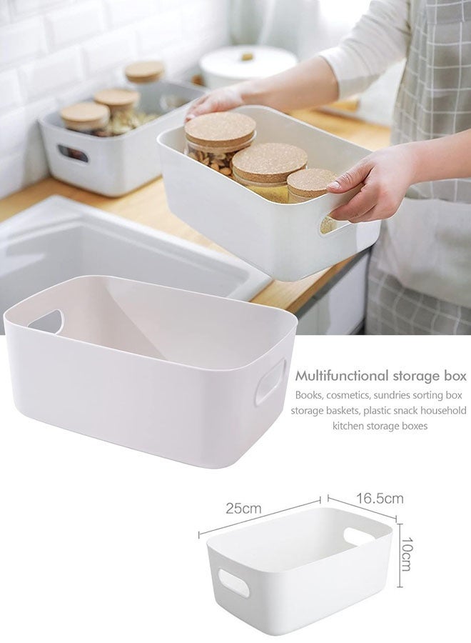 Hanayo Storage Baskets Set of 8 Plastic Storage Baskets Cabinet Organizer with Handle Storage Bins for Office Bathroom Bedroom Home & Kitchen(White) - Image 5