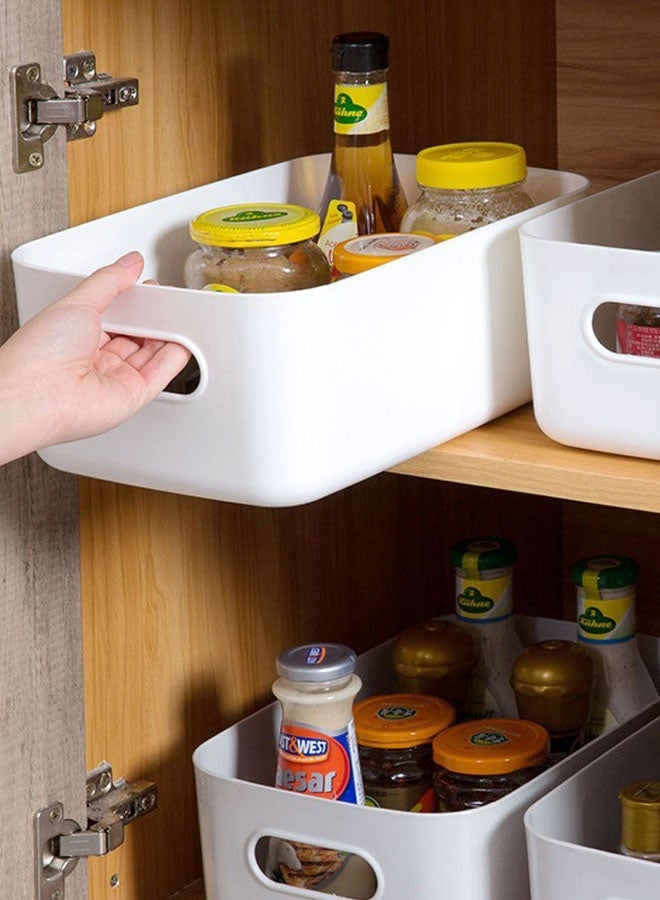 Hanayo Storage Baskets Set of 8 Plastic Storage Baskets Cabinet Organizer with Handle Storage Bins for Office Bathroom Bedroom Home & Kitchen(White) - Image 3