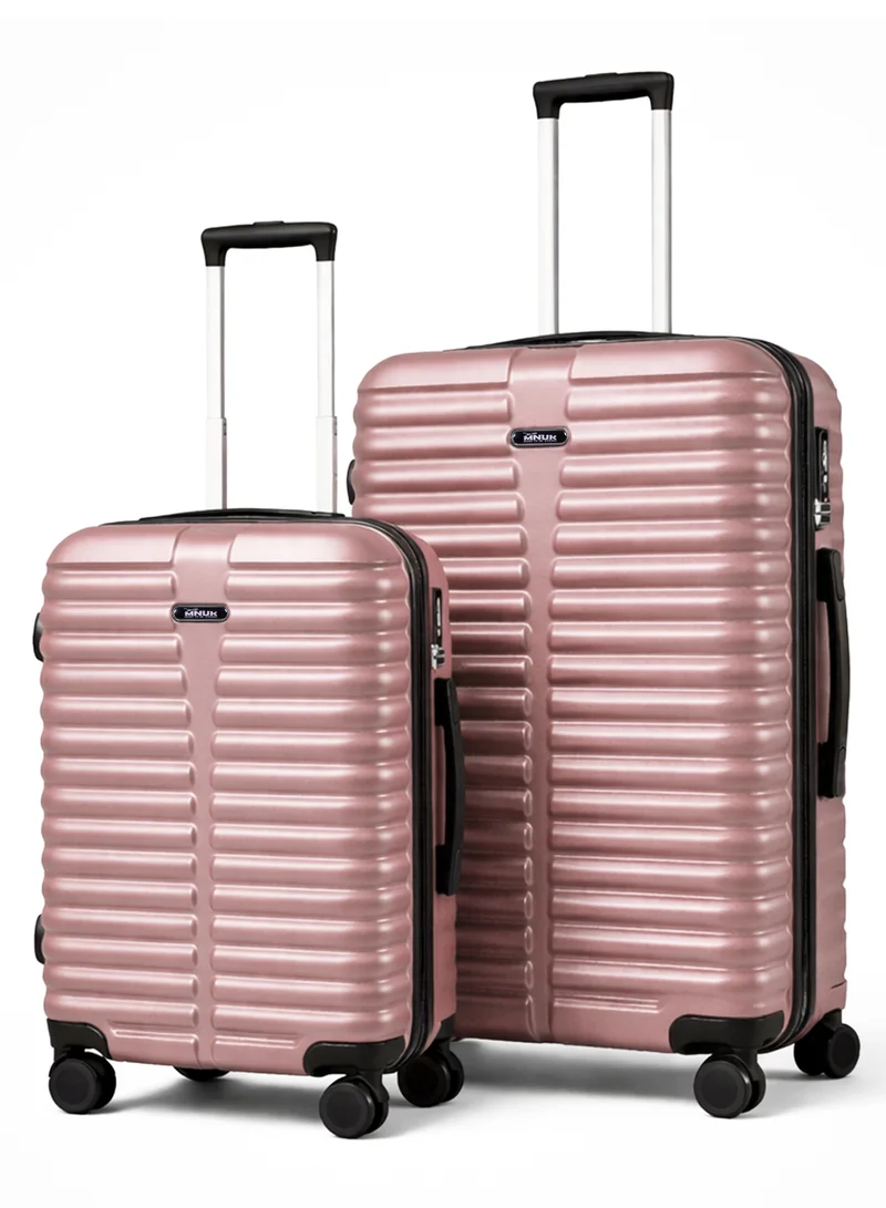 MNUK Destiny Set of 2 Luggage | Cabin-20 Inch, Medium-24 Inch| Hardside Soft Handle Trolley with TSA Lock |Double 360° 4 Wheeler| Rose Gold