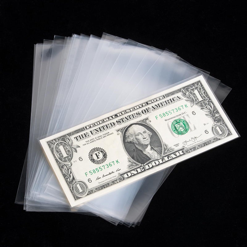 MUQING 200 Packs Currency Sleeves with Plastic Storage Case, PP Material Clear Dollar Bill Holder for Collector, Paper Money Currency Sleeves Top Loading, Protector for Banknote, Stamp and Coupons - Image 5