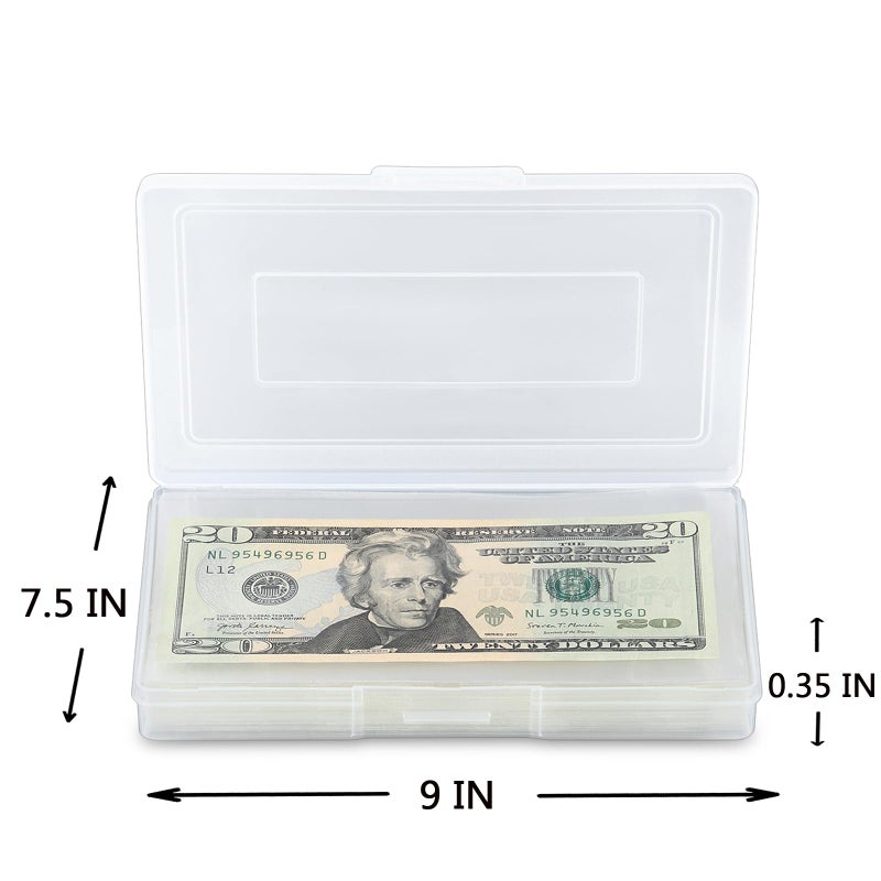 MUQING 200 Packs Currency Sleeves with Plastic Storage Case, PP Material Clear Dollar Bill Holder for Collector, Paper Money Currency Sleeves Top Loading, Protector for Banknote, Stamp and Coupons - Image 2