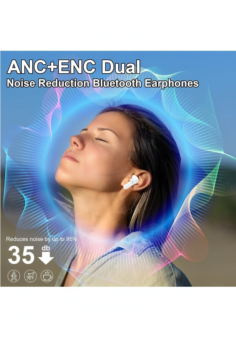 Flyview Wireless Earbuds Bluetooth 5.4 Touch Screen Earbuds, Call ENC Noise Active Noise Cancellation, In-Ear Headphones USB Charging Case Earbuds for iOS/Android, Waterproof IPX5 - Image 2