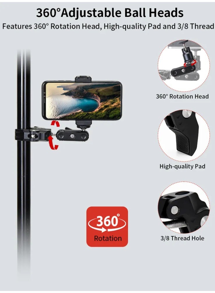 جيه ماري حامل كاميرا متعدد الأغراض Super Clamp SR-56C، فتحة 60 مم، برغي 1/4 بوصة لكاميرا DSLR، والأضواء، والميكروفون، وكاميرا الحركة، متوافق مع سوني وكانون ونيكون وفوجي فيلم - Image 5