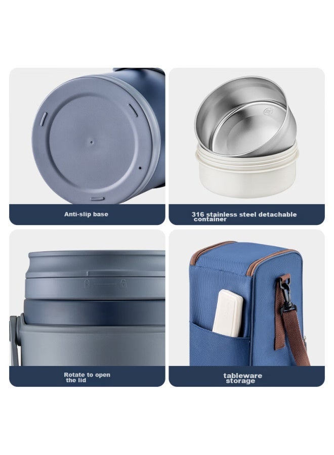 Tafuco 316 Stainless Steel Insulated Lunch Box, Student Thermos, Office Worker Bento Box, Blue, 3.3l, T0295 - Image 4