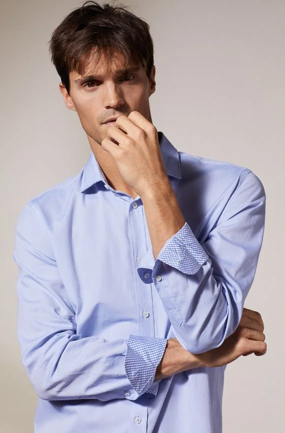 Vicomte A. Conrad Sky Blue Shirt Oxford 100% Cotton