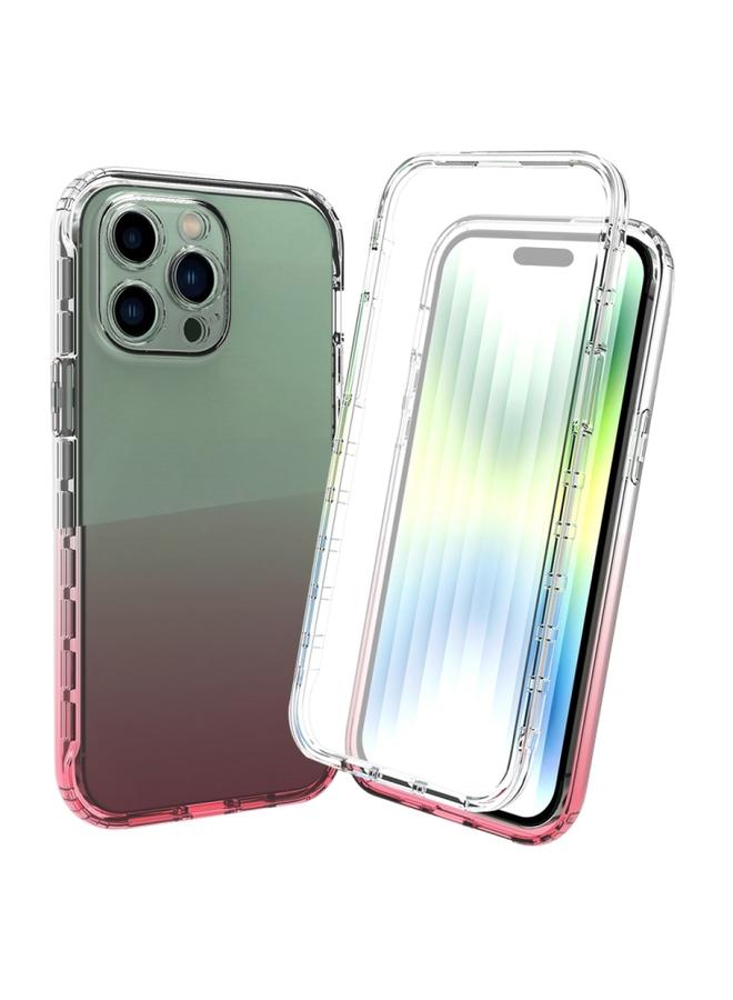 Green Tiger iPhone 14 Pro Full Body Shockproof Clear Gradient Phone Case Red - Image 1