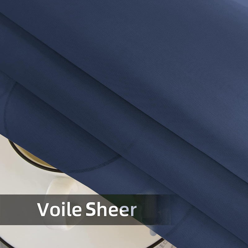 SpaceDresser Sheer Voile Window Treatment Rod Pocket Curtain Panels for Kitchen Bedroom Living Room Drapes Sunlight Filtering Privacy Semi Home Decor Assorted Colors Sizes (Navy, 52 W x 84 L) - Image 5