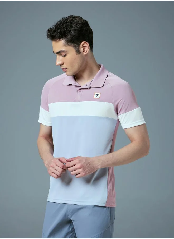 تكنوسبورت Technosport Color Block Short Sleeve Slim Fit Polo T-Shirt