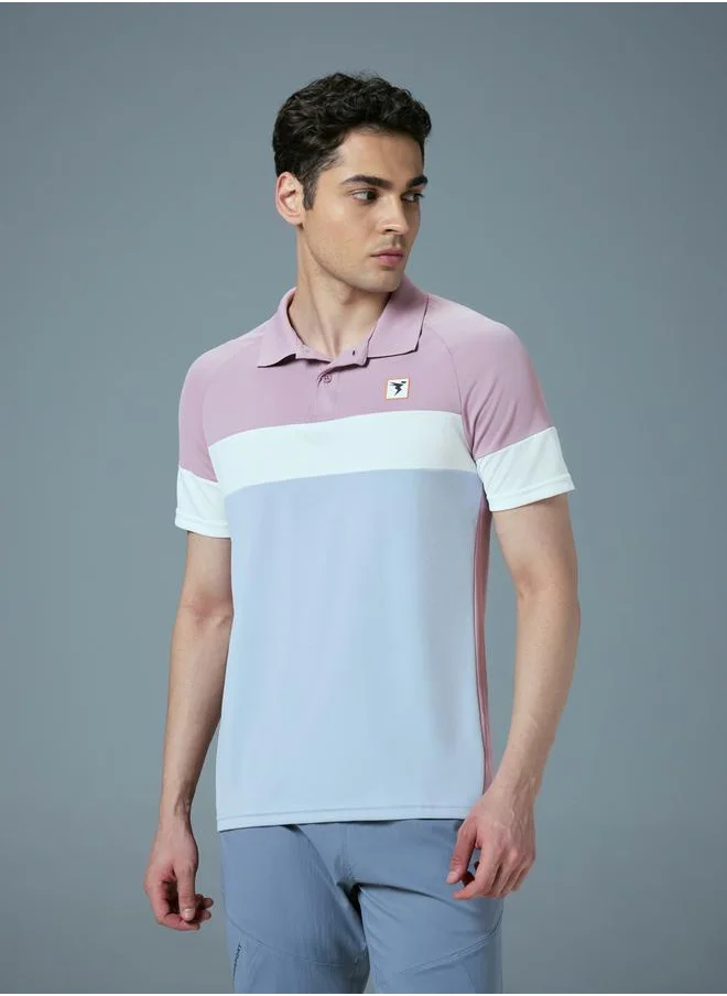 تكنوسبورت Technosport Color Block Short Sleeve Slim Fit Polo T-Shirt