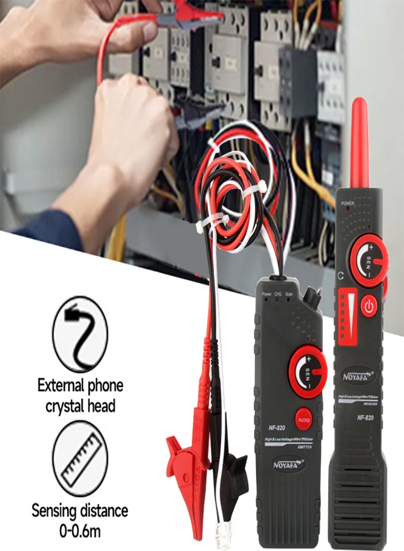 نويافا جهاز تحديد موقع الكابلات الأرضية المضاد للتداخل NOYAFA NF-820 بتصميم جهد عالي ومنخفض لشبكة 220-380 فولت، وجهاز اختبار كابلات الشبكة، واكتشاف الأسلاك للكابلات الجدارية والأرضية - Image 3