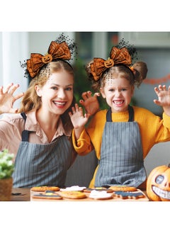 HOXIEYA HOXIEYA Halloween Bow Headband Pumpkin with Mesh Design Headands Ornage Hair Hoop for Thanksgiving Halloween Party Headand Hair Accessories for Women Girls  - Image 5