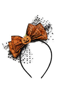 HOXIEYA HOXIEYA Halloween Bow Headband Pumpkin with Mesh Design Headands Ornage Hair Hoop for Thanksgiving Halloween Party Headand Hair Accessories for Women Girls  - Image 1