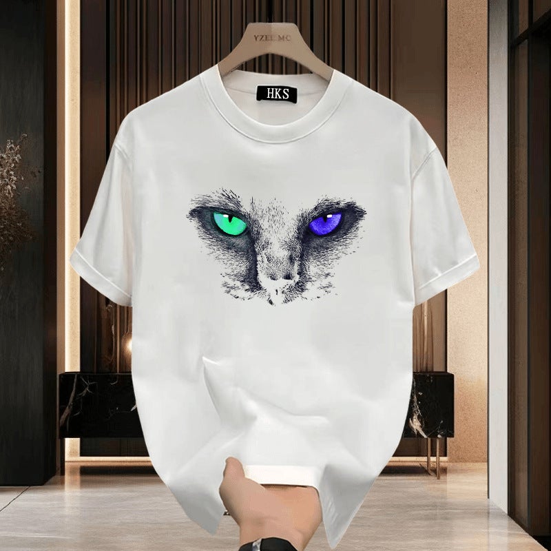Trendy Brand Men'S Short-Sleeved Heavy T-Shirt 2024 Arrival Plus Size Loose Round Neck Printed All-Match Half Sleeve - Image 2