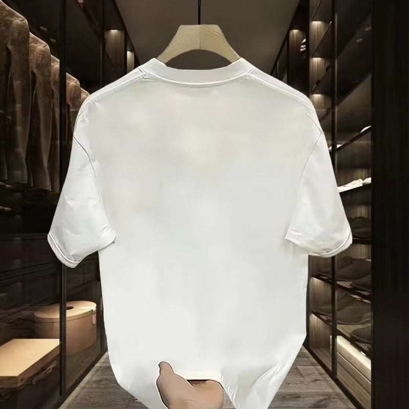 Trendy Brand Men'S Short-Sleeved Heavy T-Shirt 2024 Arrival Plus Size Loose Round Neck Printed All-Match Half Sleeve - Image 3